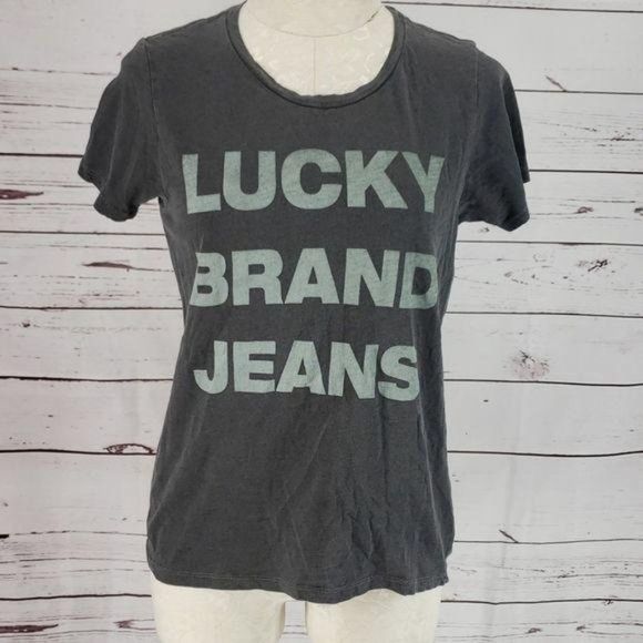 Lucky Brand Jeans Charcoal Gray Short Sleeve Tee shIrt - Picture 2 of 6